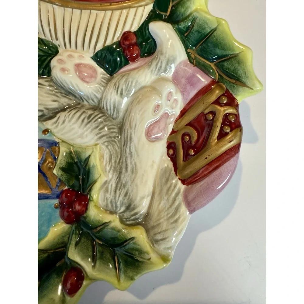 FITZ AND FLOYD KRISTMAS KITTY‎ CANAPE PLATE 2003 CHRISTMAS WALL HANGING DECOR